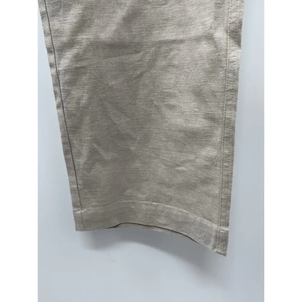 28 Palms Mens XL Linen Blend Pants Elastic Waist Beige Straight Leg 30x29